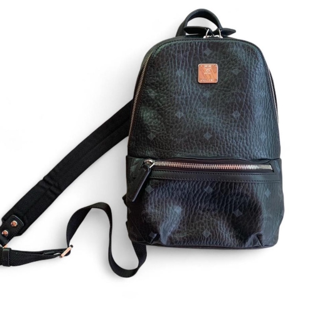 Black Small Authentic MCM Klassik Visetos Sling Style Backpack